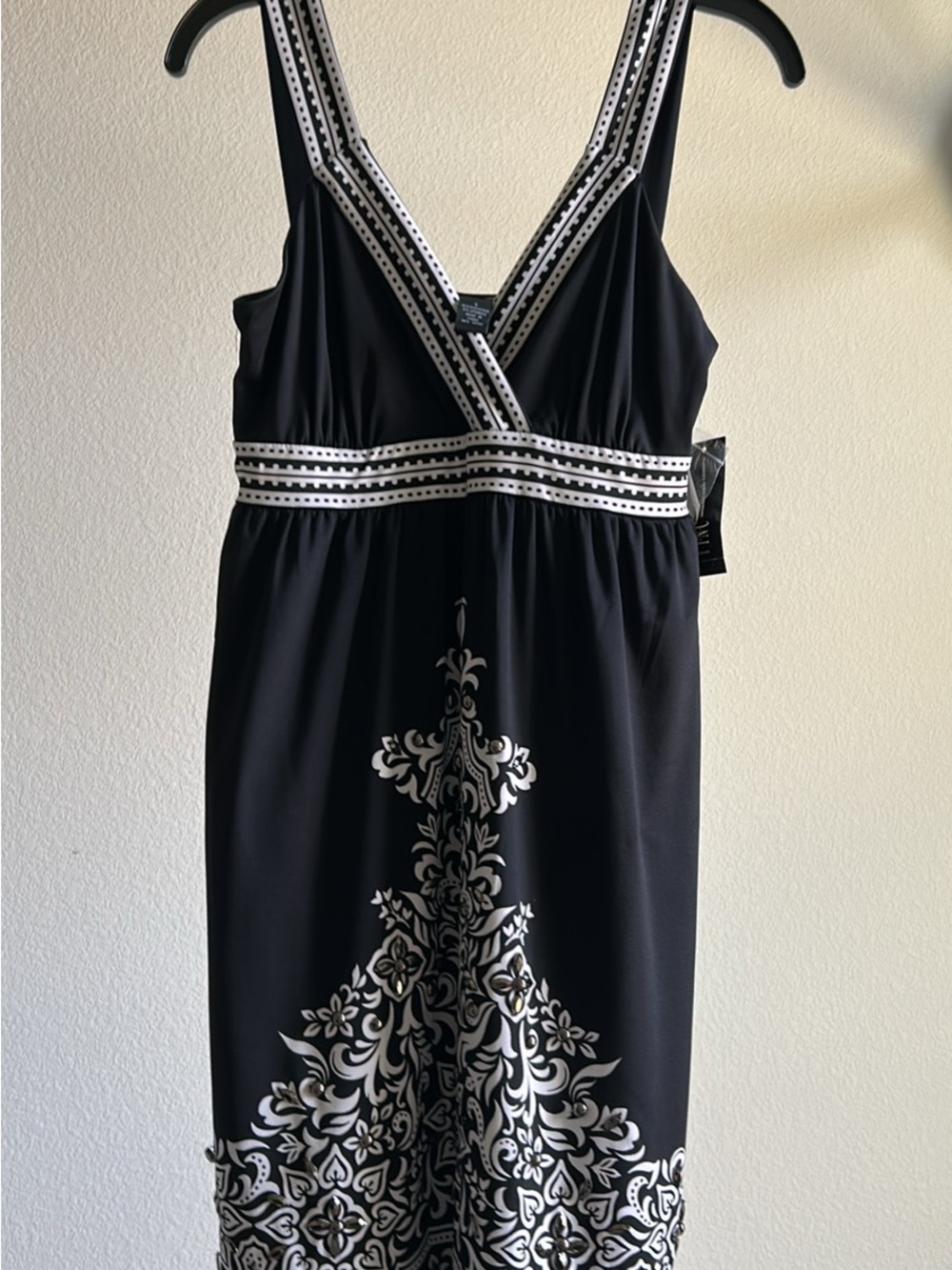 INC International Concepts Black Dress with White Decorative Trim